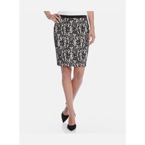 Karen Kane Workwear Black/White Stretch Lace Pull-on Pencil Skirt Size Small